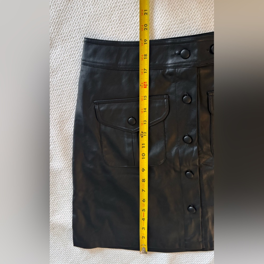 CATO Black Faux Leather Mini Skirt w Front Pockets & Buttons - Picture 10 of 10